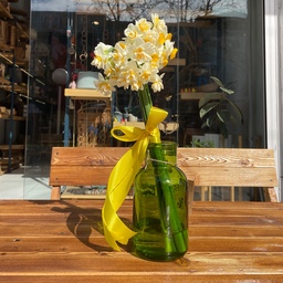 گلدان شیشه رنگی مدل H دهانه گشاد گلدان شیشه ای (گل های درون آبی ، گل خشک ) 