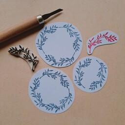 مهر دستساز شاخه گل برای طراحی بسته بندی و طراحی کاغذ کادو و ساخت کادر متن