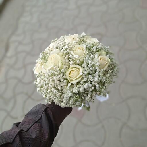 دسته گل عروس طبیعی دسته گل عروس رز طبیعی دسته گل ژیپسوفیلیا و رز دسته گل طبیعی عروس دسته عروس 