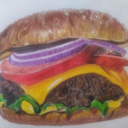 نقاشی مدادرنگی همبرگر 