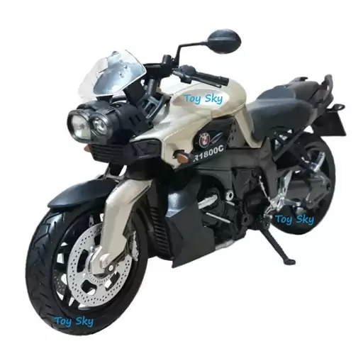 ماکت موتور - بی ام و R1800C بژ - BMW R1800C - مقیاس 1.12 (طول 18.5 سانتی متر) - فرمان پذیر - جک متحرک - تعلیق چرخ عقب