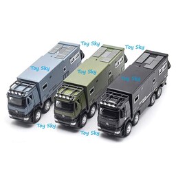 اسباب بازی - ماکت فلزی - کامیون مرسدس بنز یونیماگ آروکس کمپر آفرود - بهمراه یک موتور فلزی تریل یاماها - چهار رنگ مختلف