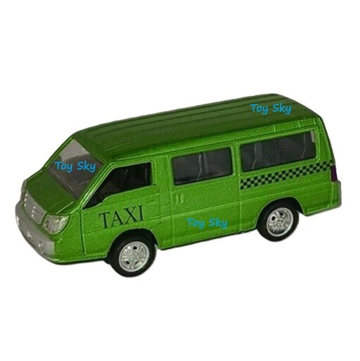 اسباب بازی - ماکت - ماشین فلزی - ون دلیکا تاکسی -  Delica Van Taxi - مقیاس 1.32 - عقبکش و دو درب بازشو - رنگ سبز