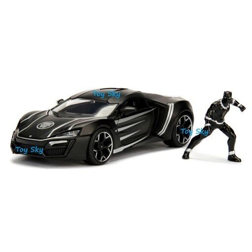 ماکت - ماشین فلزی - لیکان هایپر اسپورت به همراه فیگور Black Panther (پلنگ سیاه) - مقیاس 1.24 برند جادا - فول بازشو