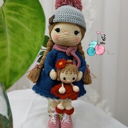 عروسک بافتنی دختر زمستانی 35cm