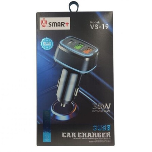 شارژر فندکی 38 وات وی اسمارت VSMART مدل V19 