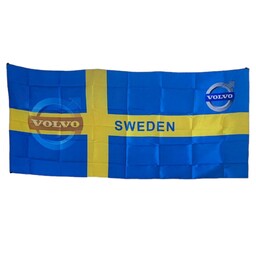 پرده پشت کابین طرح پرچم سوئد SWEDEN ولوو VOLVO سایز 150 در 70 سانتیمتر