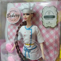 عروسک باربی مفصلی آشپز با وسایل آشپزی باربی سرآشپز عروسک باربی باربی عروسکی