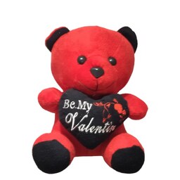 عروسک خرس قرمز ولنتاین 35 سانتی با قلب مشکی