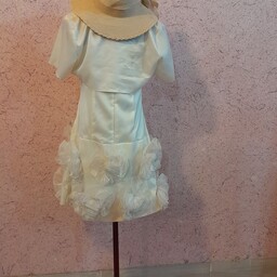 پیراهن دخترانه کوتاه عروسکی مجلسی سفید شیری سایز 1.2