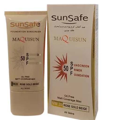 ضد آفتاب سان سیف کرم پودری و پرایمری مکیسان با SPF50 رنگی رزگلد