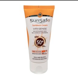 ضد آفتاب رنگی سان سیف مناسب پوست حساس بژ طبیعی فاقد جاذب شیمیایی SPF50 انقضا 2026