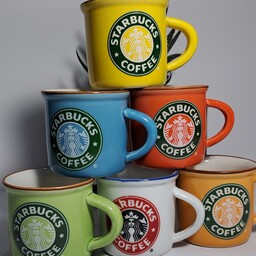 فنجان قهوه خوری  پک 6 عددی طرح استارباکس  موجود در 6 رنگ جذاب