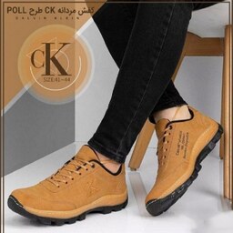 کفش مردانه اسپرت مجلسی راحتی مدل سی کی ck سی کا کلوین کلین  عسلی مناسب برای پیاده روی سایز 41 تا 44 ارسال همان روز