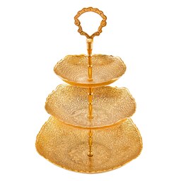 شیرینی خوری برنجی مدل سه طبقه طرح طاووس کد 5130،قابل شست و شو و رنگ  ثابت