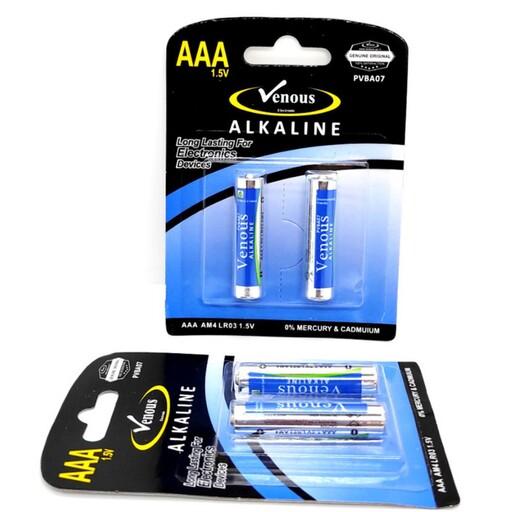 باتری نیم قلمی ونوس (جفتی) آلکالاین AAA کیفیت بالا پلمپ شرکتی