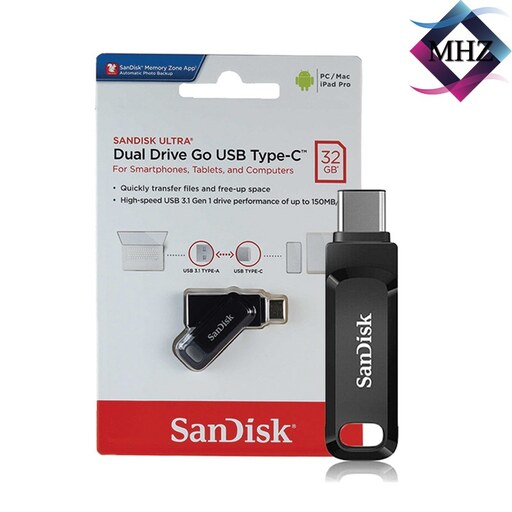 فلش مموری سن دیسک SANDISK مدل ULTRA DUAL DRIVR GO ظرفیت 32GB گیگابایت