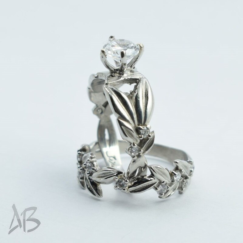   حلقه و پشت حلقه نقره ( انگشتر نقره زنانه ) مناسب انگشت ظریف آبکاری رودیوم  عیار 925 آقابزرگ