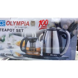 چای ساز  المپیا مدل OE-4000a ارسال رایگان جنس کتری استیل جنس قوری پیرکس کیفیت عالی
 