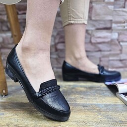 کفش چرمی زنانه مدل رسمی  کارمندی پاشنه 3 سانت کد 2