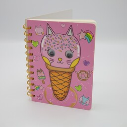دفترچه یادداشت طرح بستنی  سیمی و خط دار فانتزی همراه با چشم متحرک