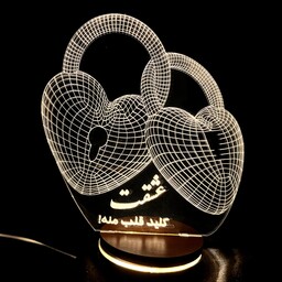 چراغ خواب سه بعدی طرح قفل قلب