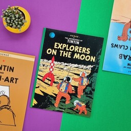 کتاب ماجراهای تن تن و میلو، روی ماه قدم گذاشتیم The Adventures of Tin Tin  Explorers on the moon  ) زبان انگلیسی،کمیک