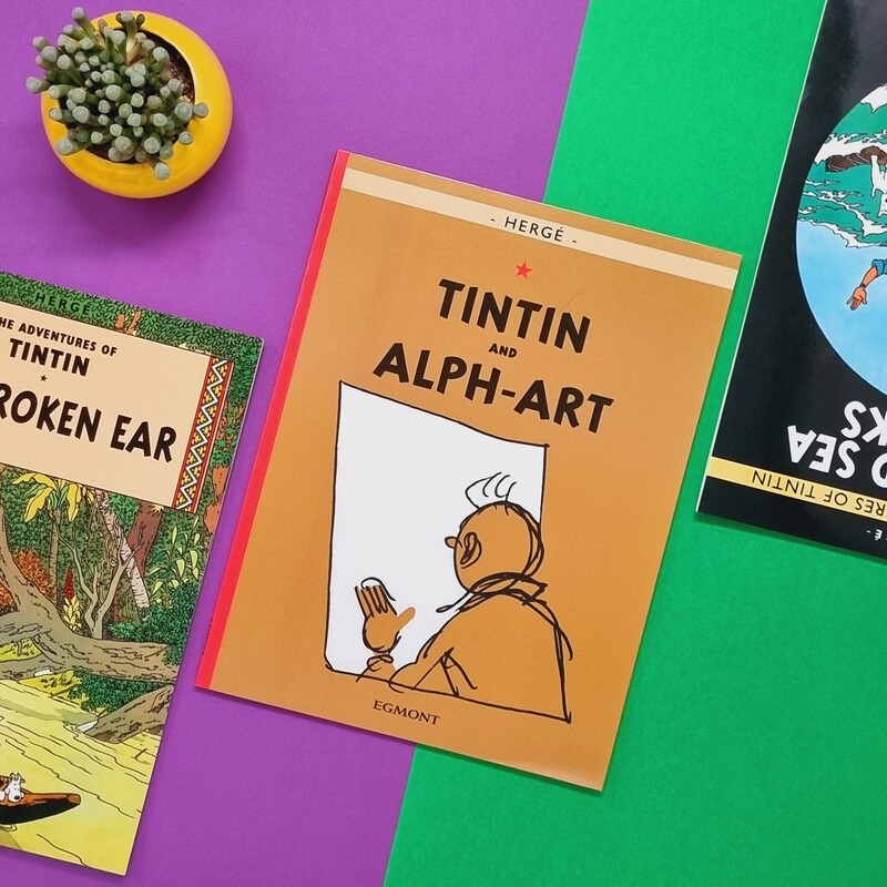 کتاب ماجراهای تن تن و میلو، تن تن و هنر الفبا (جدید) (The Adventures of Tin Tin  The Alph- Art )زبان انگلیسی،کمیک Tintin