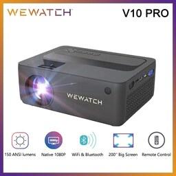 مینی پروژکتور برند WEWATCH مدل V10 pro پروژکتور دارای بلوتوث و وایفای Native 1080P Full HD، قابل حمل 13500 لومن روشنایی