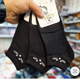 جوراب نازک راه راه زنانه مشکی 