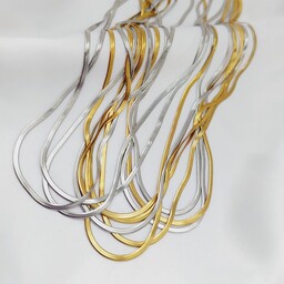 گردنبند ماری استیل رنگ ثابت  با دو رنگ طلایی و نقره ای 