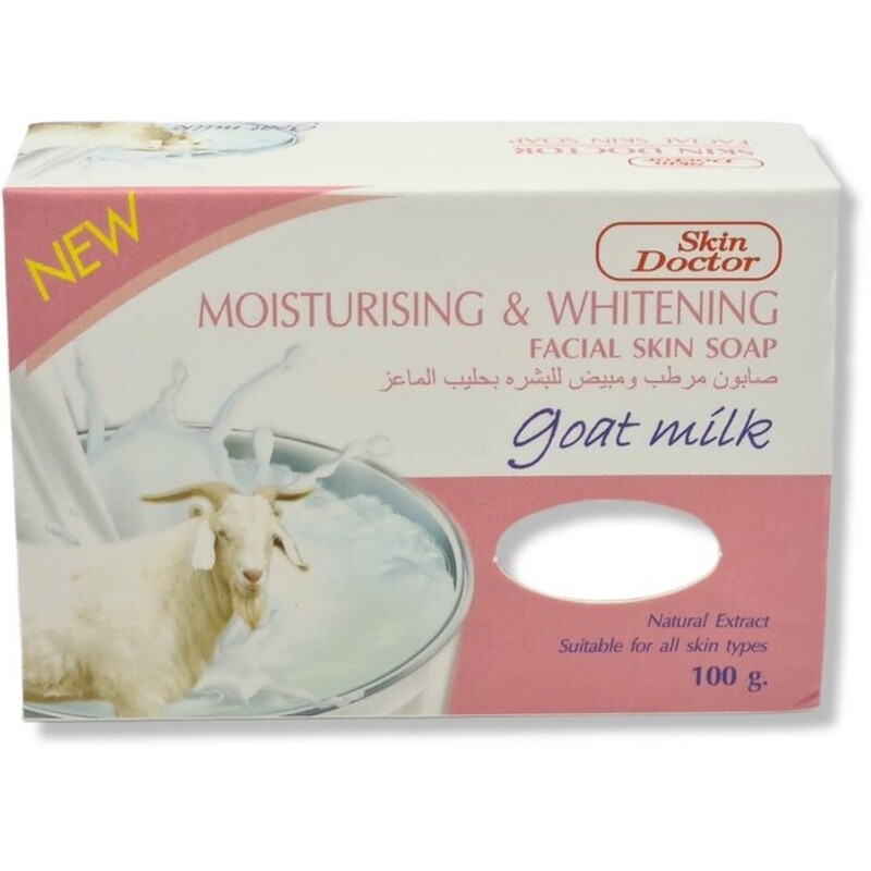 صابون شیر بز مرطوب کننده و سفید کننده پوست صورت دکتر پوست 100 گرم