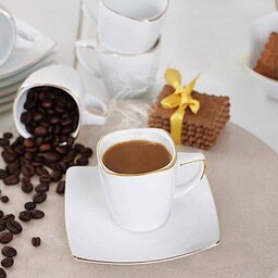 ست قهوه خوری چینی لب طلا لورین طرح سناتور 12 پارچه
