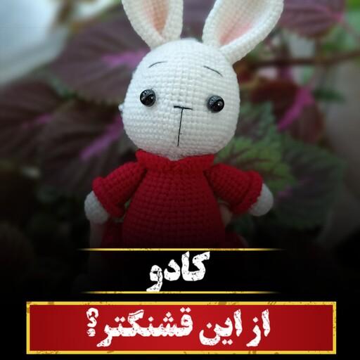 عروسک دستبافت خرگوش دختر با چهره ناز و فانتزی و قابل سفارش در رنگبندی شما 