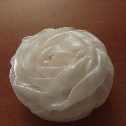 کلیپس پارچه ای گلدار گل گلی سفید دو لایه گلسر گیره مو زنانه دخترانه عروس
