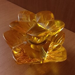 شیشه عطر خالی گل رز شیشه ای کریستال دکوری زرد طلایی نارنجی مجسمه ابعاد 10