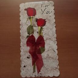کارت پستال عشق گل رز قرمز زرشکی کرم تبریک تولد سورپرایز هدیه کادو بزرگ مقوایی ابعاد 30در 15 کارت تبریک