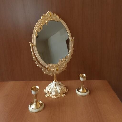 آینه شمعدان آیینه شمعدون برنجی برمزی طلایی سفید هندی کوچک هفت سین سنگی قد 40
