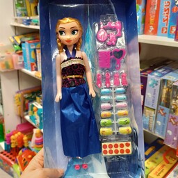 عروسک السا و آنا فروزن با کفش و ست ناخن و وسایل آرایشی اسباب بازی دخترانه قیمت مناسب کد100کد1008