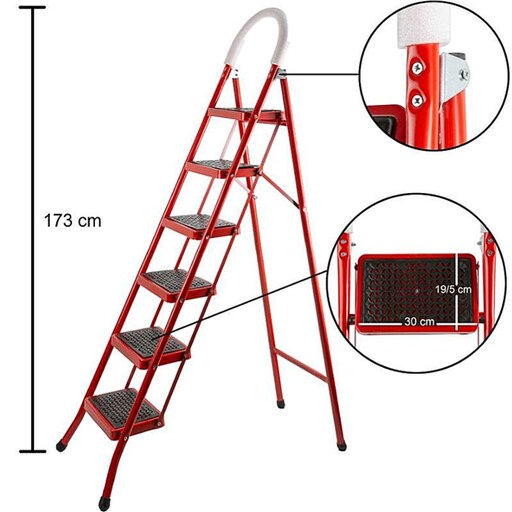 نردبان 6پله کیفیت عالی رنگ قرمز موجود است ارسال به همه شهرها