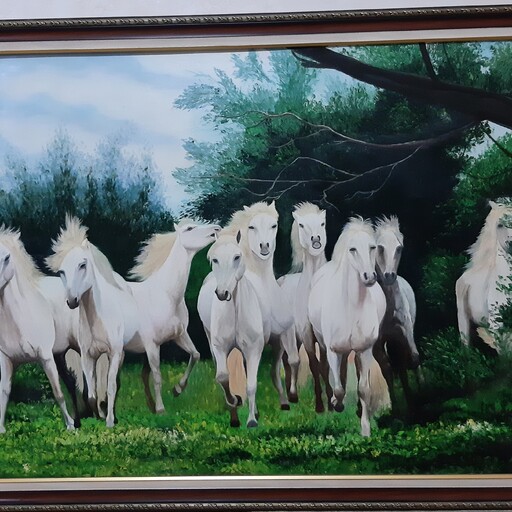 تابلو رنگ روغن اسب ها 