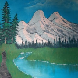 تابلو رنگ روغن  کوهستان برفی 