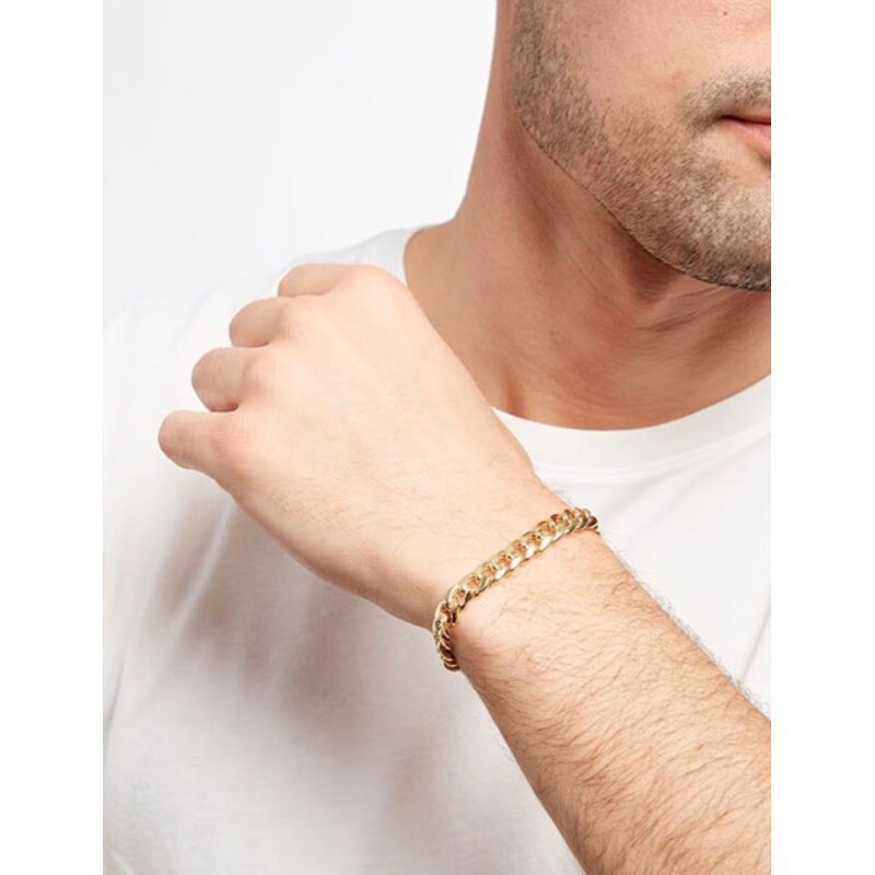 دستبند کارتیر طلایی مردانه استیل رنگ ثابت (طول 20 سانت)