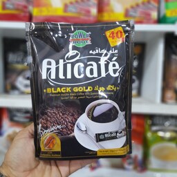 قهوه فوری علی کافه بلک گلد اصل مالزی 44 ساشه ای با درجه رست بالا عطر و طعم عالی (بسته 5 عددی )
