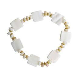 دستبند زنانه صدف مصنوعی سفید طلایی مدل زرین کد 0238