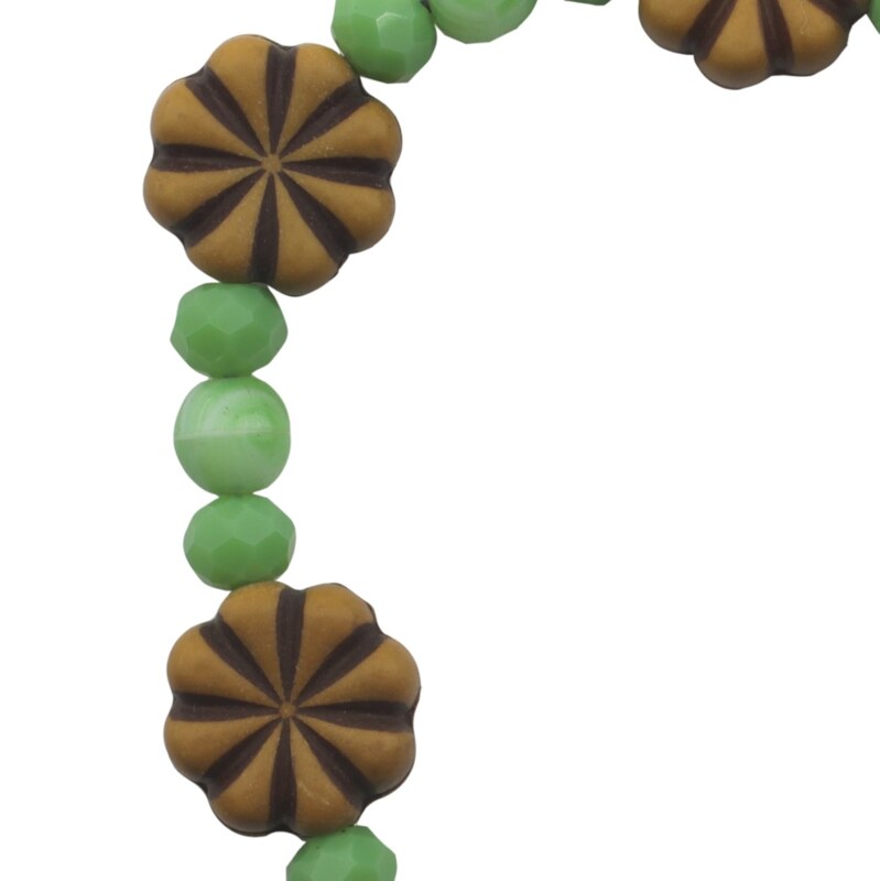 دستبند زنانه سبز قهوه ای مدل گل کد 0256
