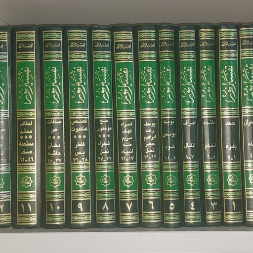 کتاب تفسیر نور ارسال رایگان 12 جلدی چند صفحه اش خونده شده استاد قرائتی نشر موسسه در راه حق