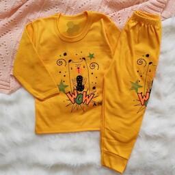 لباس نوزادی و بچگانه بلوز شلوار خردلی سایز 4تا6  طرح خردلی