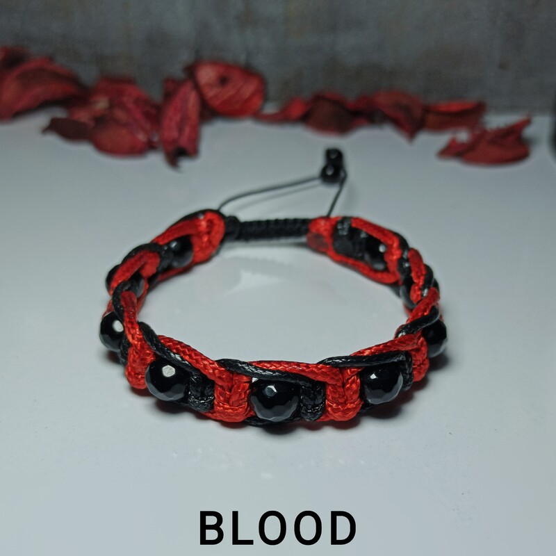 دستبند سنگ اونیکس اصل با چرم قرمز مشکی،ارسال راسگان،دستبند چرم قرمز  مشکی،دستبند مردانه، پسرانه،دستبند زنانه،دخترانه