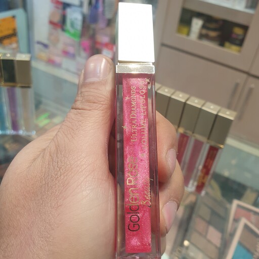 رژ لب مایع شاین دیاموند گلدن رز (شماره 104 ) Golden Rose Multicolour Diamonds lip gloss 